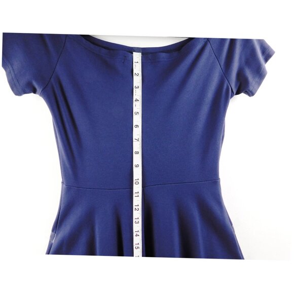 Sarin Mathews Navy Fit & Flare Dress – Size M – Short Sleeve High-Low Hem - Picture 7 of 9